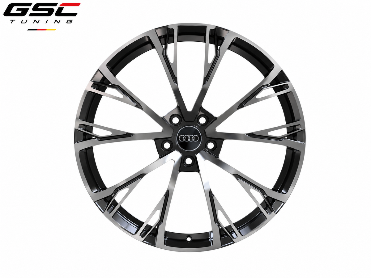 GSC Audi Forged Aluminum Wheel – Gloss Black & Machined Silver Aero Multi-Spoke Design