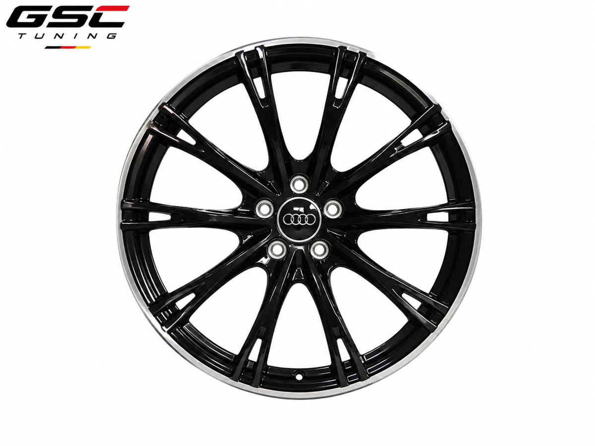 GSC Audi Forged Aluminum Wheel – Gloss Black & Machined Silver Performance Multi-Spoke Design