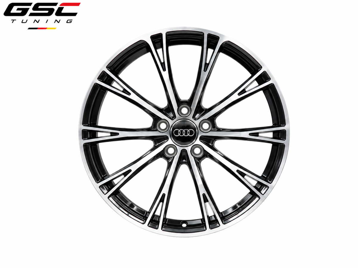 GSC Audi Forged Aluminum Wheel – Gloss Black & Machined Silver Precision Multi-Spoke Design