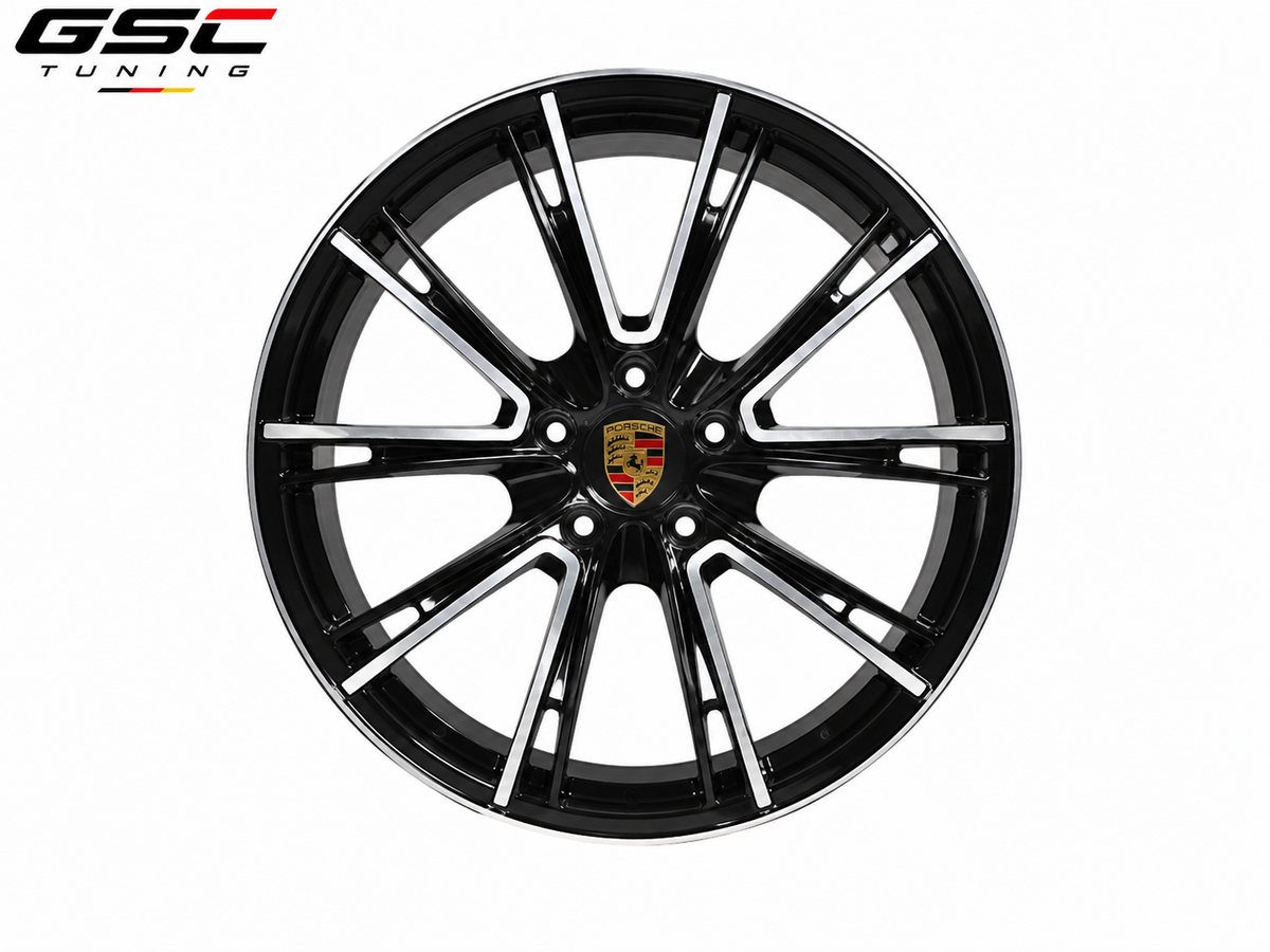 GSC Porsche Forged Aluminum Wheel – Gloss Black & Machined Silver Performance Multi-Spoke Design