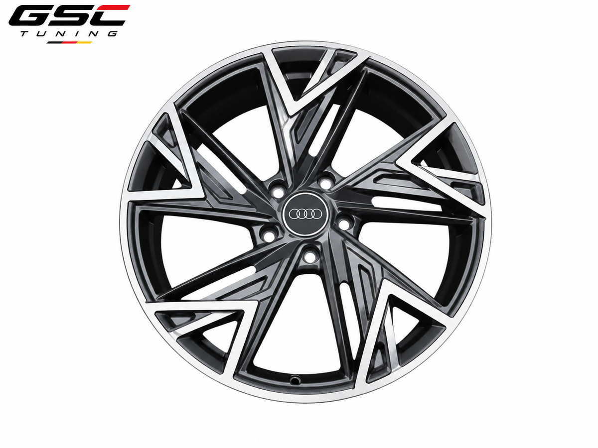 GSC Audi Forged Aluminum Wheel – Gloss Black & Machined Silver Geometric Performance Design