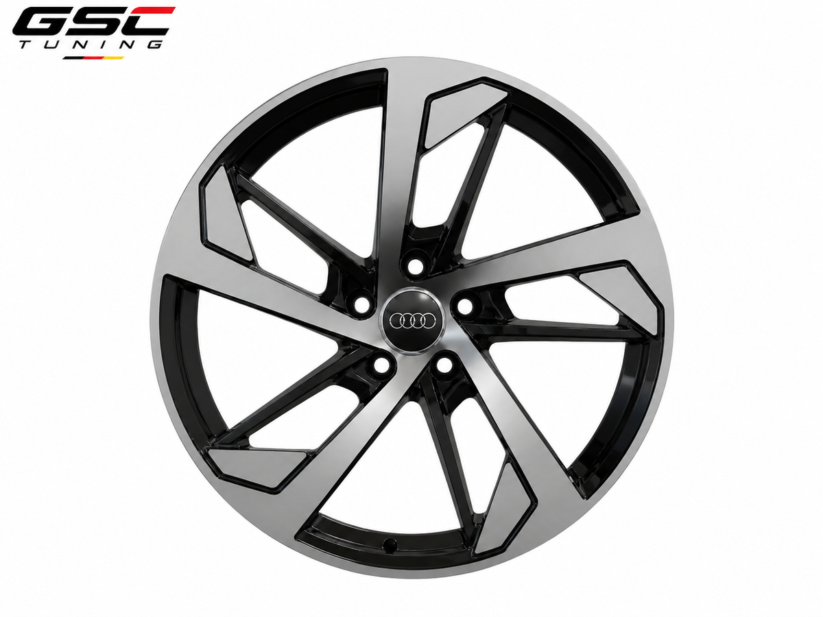 GSC Audi Forged Aluminum Wheel – Gloss Black & Machined Silver Angular Performance Design