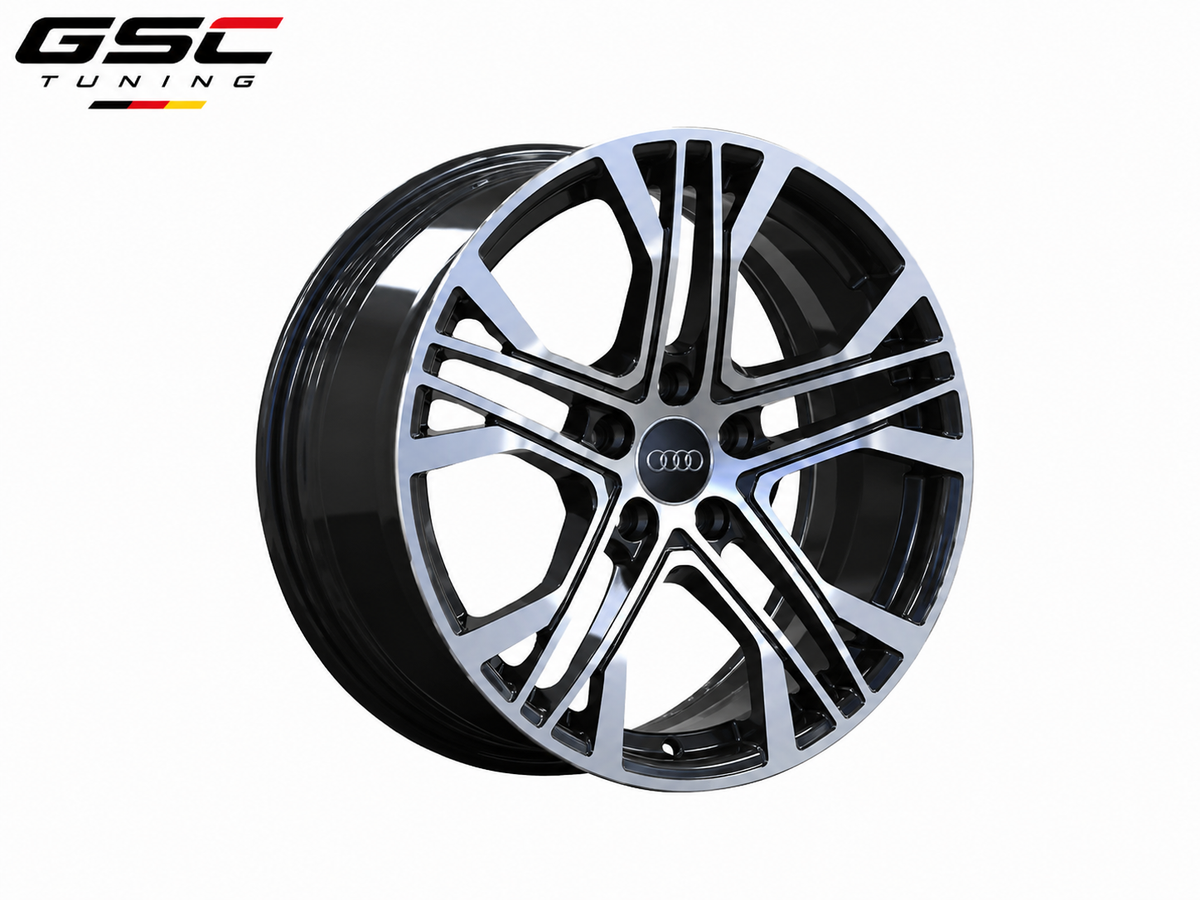GSC Audi Forged Aluminum Wheel – Gloss Black Machined Split-Spoke Design