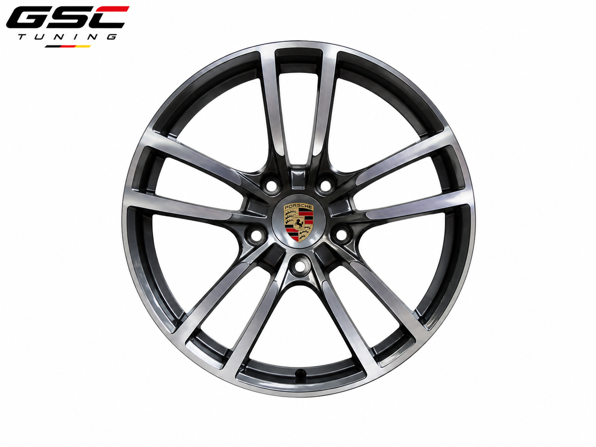 GSC Porsche Forged Aluminum Wheel – Gloss Black & Machined Silver Multi-Spoke Performance Design