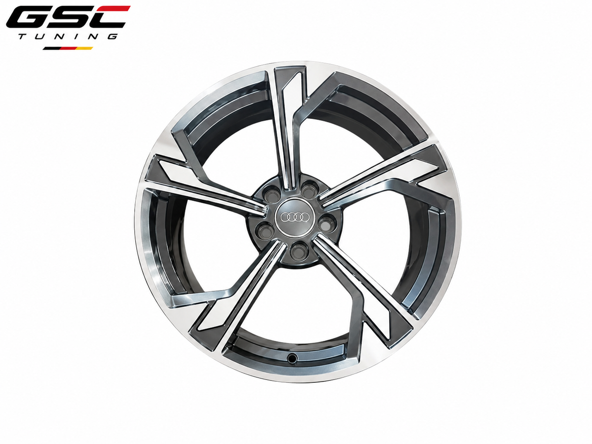 GSC Audi Forged Aluminum Wheel – Machined Silver & Gloss Black 5-Spoke Design