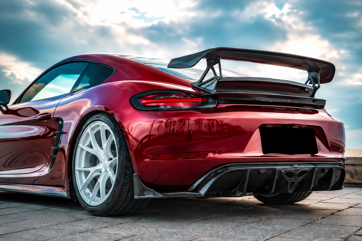 GSC Carbon Fiber Rear Diffuser A Style For Porsche 718 Cayman / Boxster 982 2016-202