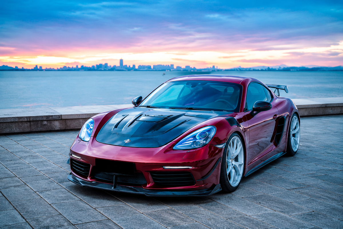 GSC Carbon Fiber Front Lip Spoiler For Porsche 718 Cayman / Boxster 982 2016-2023