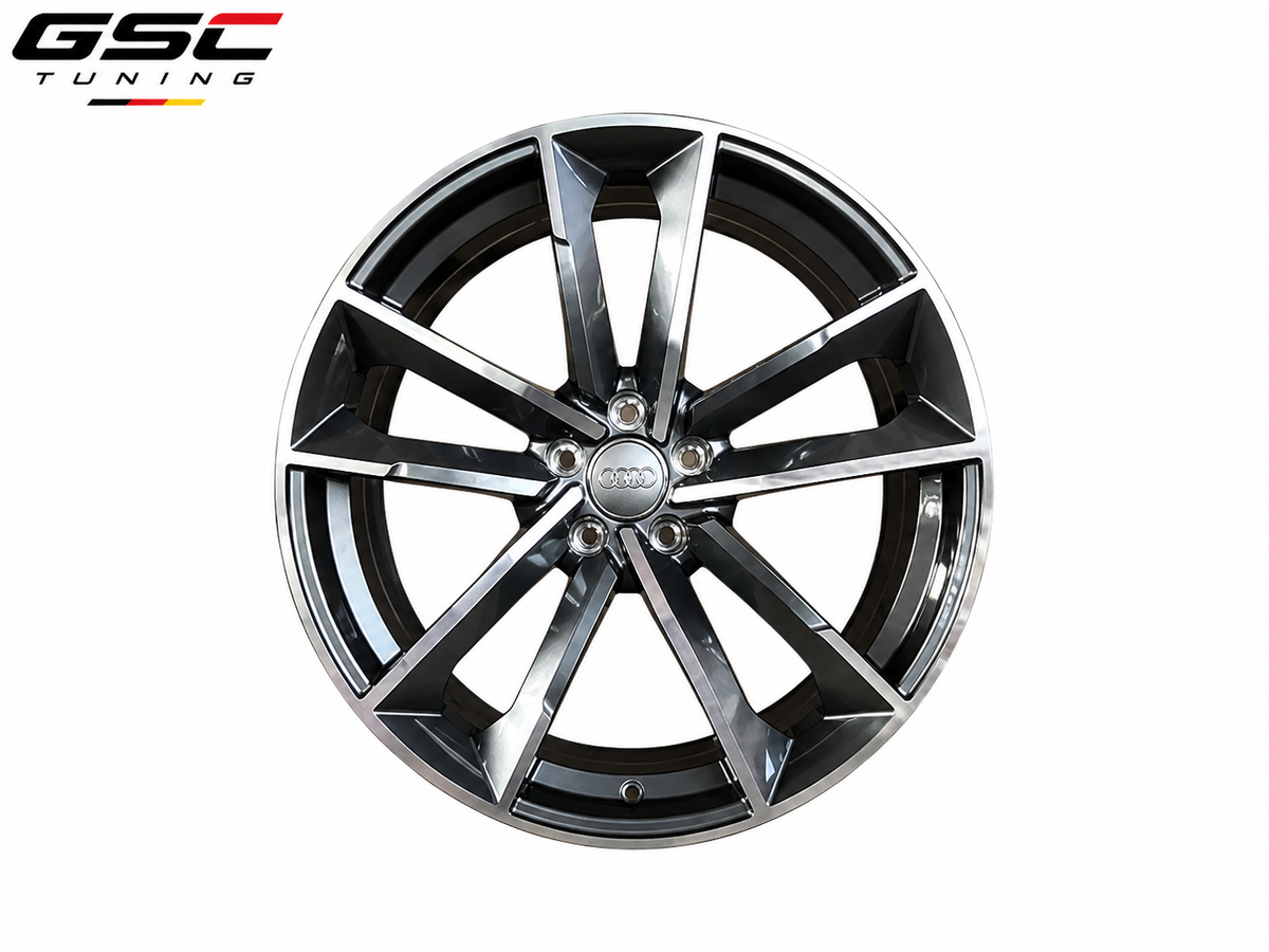 GSC Audi Forged Aluminum Wheel – Gloss Black & Machined Silver 5-Spoke Performance Design