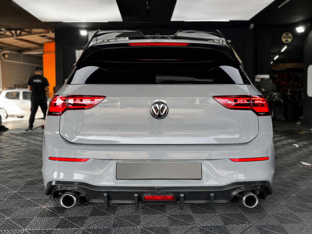 GSC Carbon Fiber LED Rear Diffuser for Volkswagen Golf MK8 GTI 2021-2023