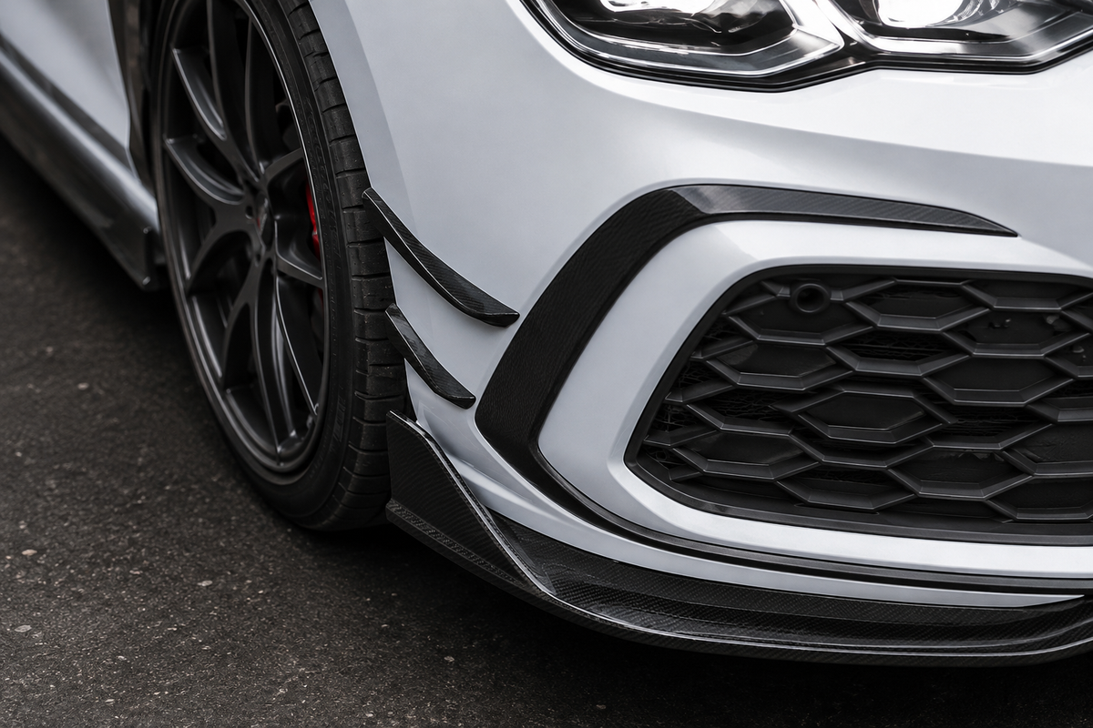 GSC Carbon Fiber Front Bumper Canards for Volkswagen Golf MK8 GTI 2021-2023