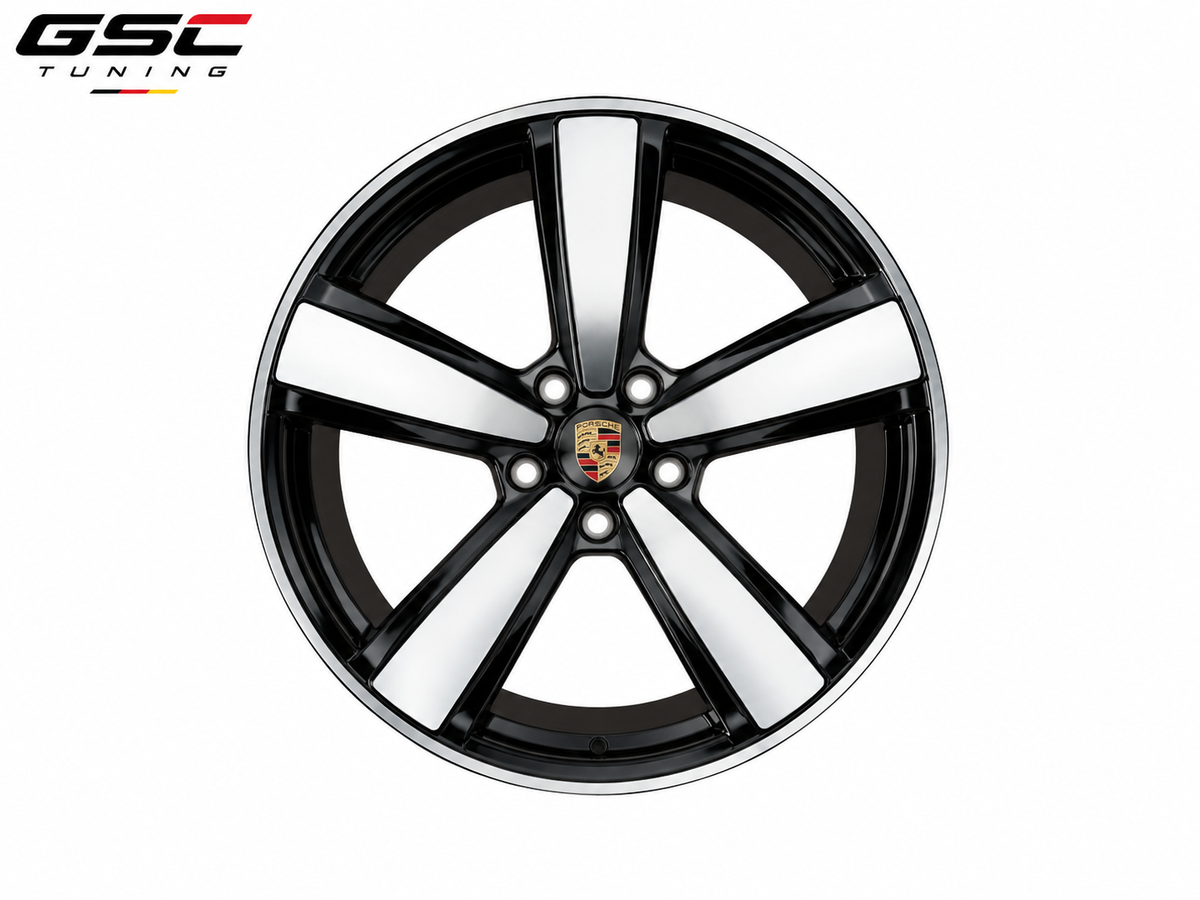 GSC Porsche Forged Aluminum Wheel – Gloss Black & Machined Silver Split-Spoke Performance Design
