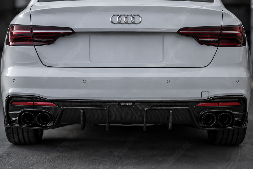 GSC Dry Carbon Fiber Rear Diffuser With Side Extensions For Audi A4 B9.5
