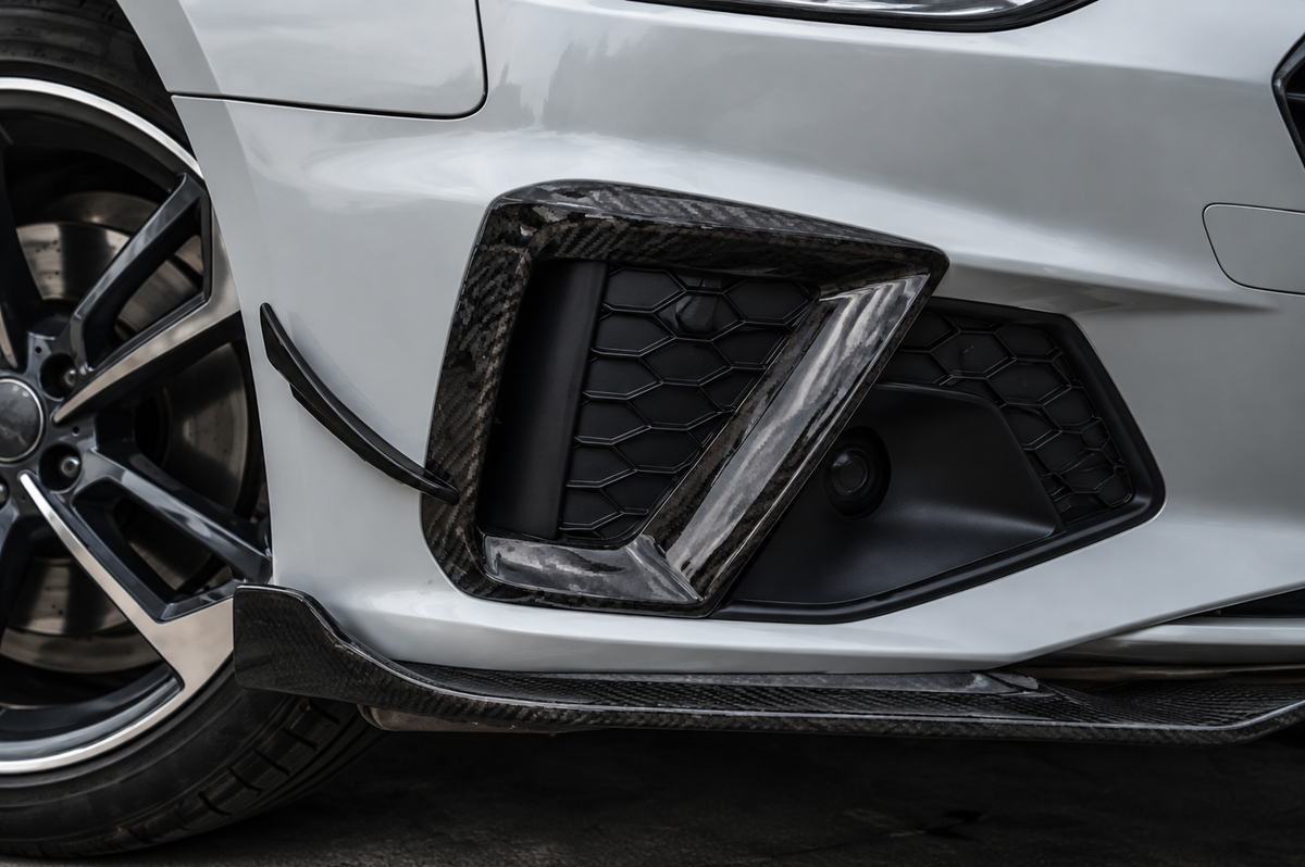 GSC Dry Carbon Fiber Front Bumper Air Vent Trim Frames For Audi A4 B9.5