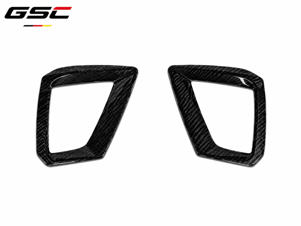 GSC Dry Carbon Fiber Front Bumper Air Vent Trim Frames For Audi A4 B9.5