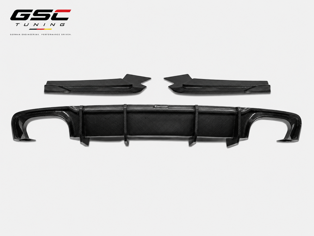 GSC Dry Carbon Fiber Rear Diffuser With Rear Bumper Corner Extensions For Audi A4/S4 B9