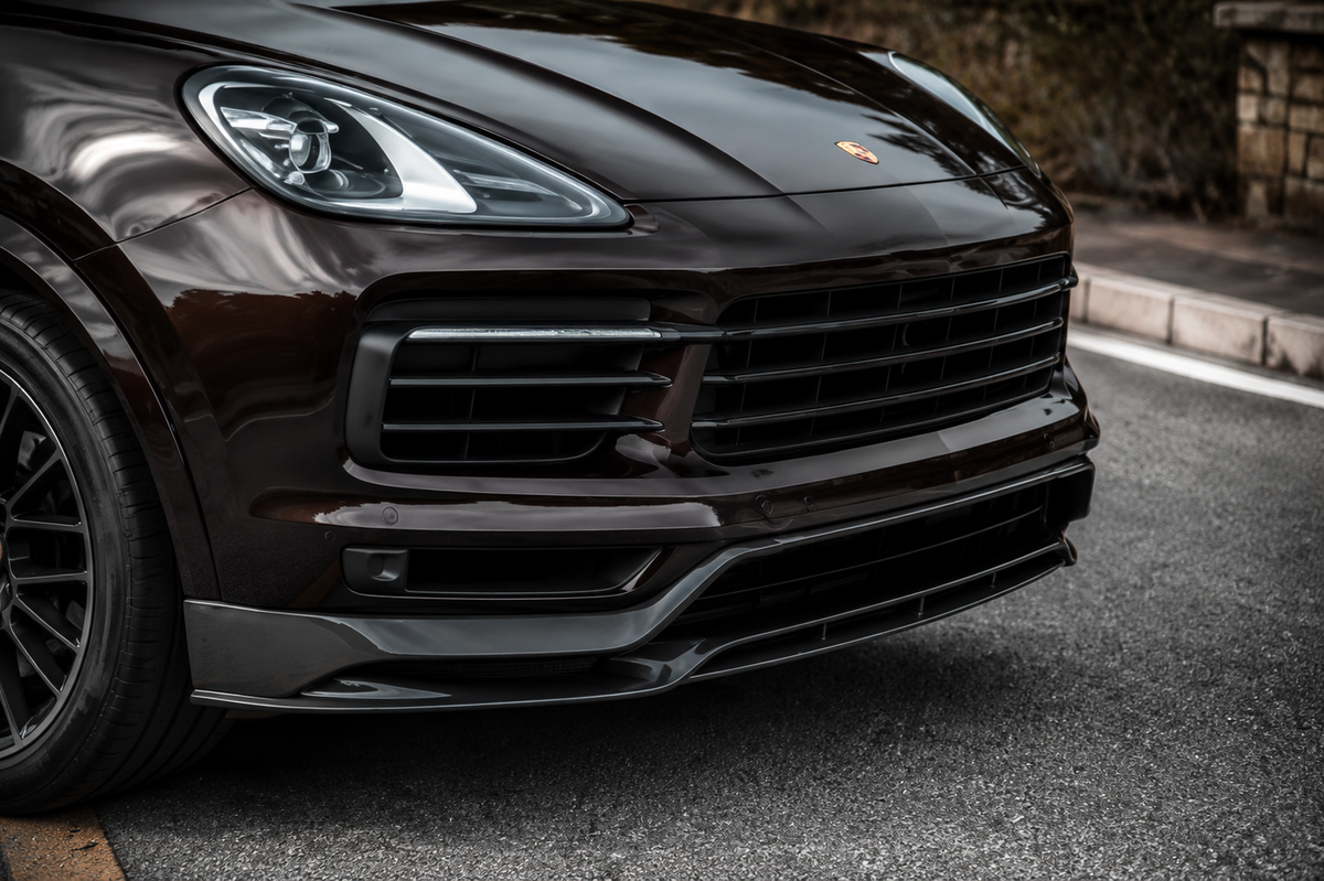 GSC Carbon Fiber Front Lip Spoiler For Porsche Cayenne 2018-2023