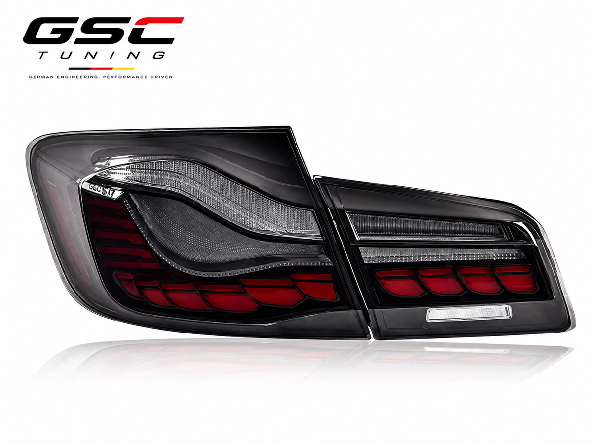 GSC Dragon Scale Style LED Taillight Assembly Set for BMW 5 Series F10 / F18 2010-2017 – Red / Smoked