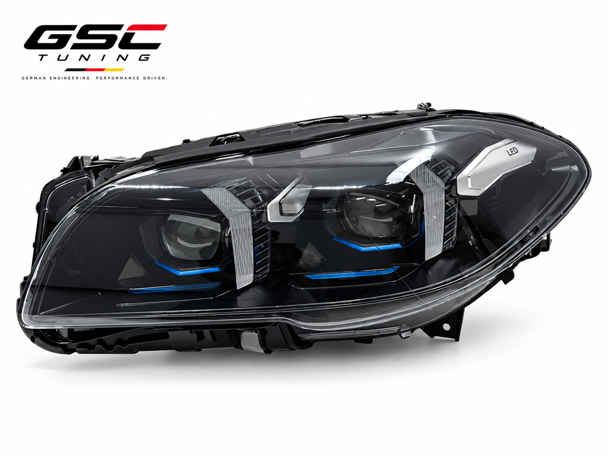 GSC LED Headlight Assembly Set for BMW 5 Series F10 / F18 – White / Yellow DRL Style