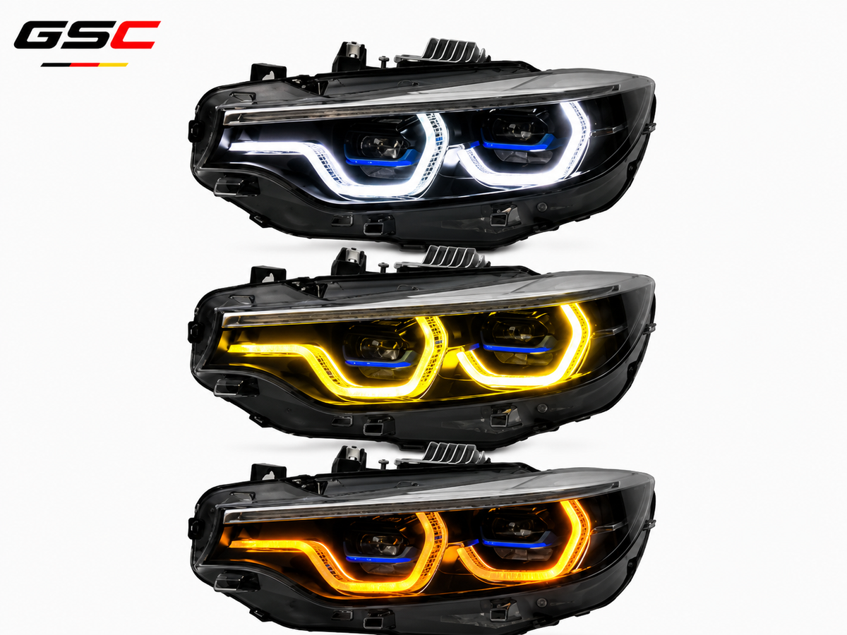 GSC Tri-Color LED Headlight Assembly Set for BMW 4 Series F32 / M4 F82 2013-2020 – White / Yellow / Red – 6 / 8 / 9 / 10-Pin Versions