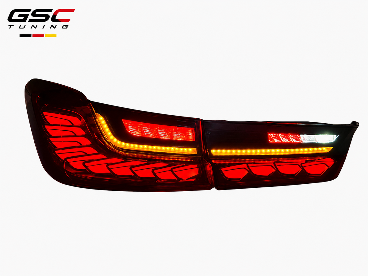 GSC Dragon Scale Style Dual-Color LED Taillight Assembly Set for BMW 3 Series G20 / G28 / M4 G82 2019-2022 (Red / Smoked)