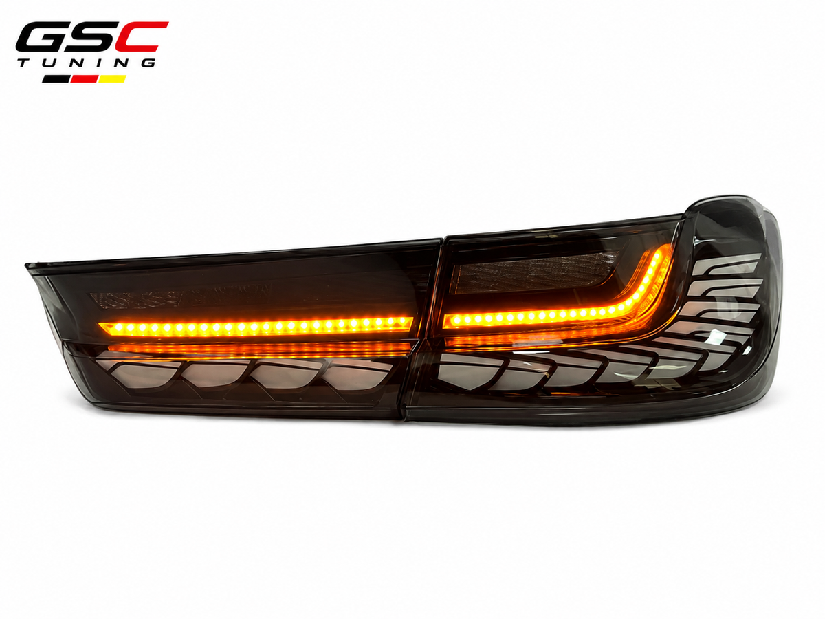 GSC Dragon Scale Style Sequential LED Taillight Assembly Set for BMW 3 Series G20 / G28 / M4 G82 2019-2022 – White-Base Design