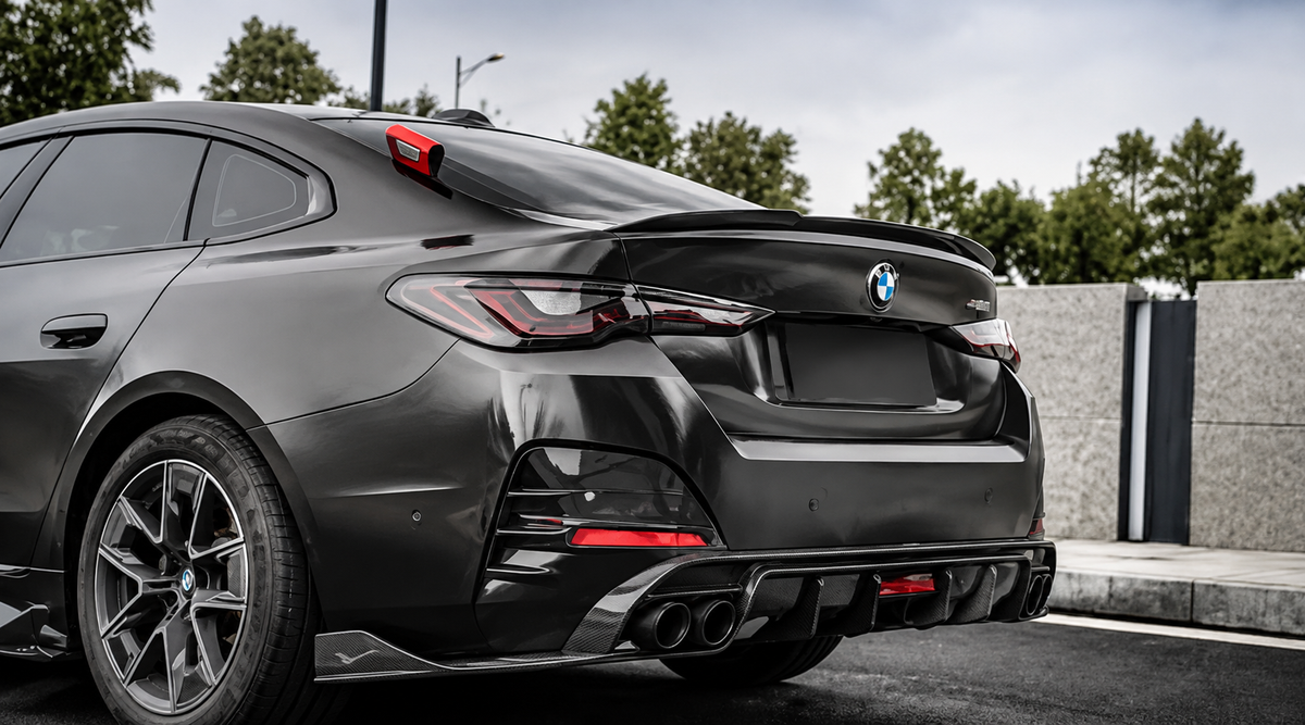 BMW G26 4 Series Gran Coupe Carbon Fiber Rear Diffuser With Side Extensions & LED