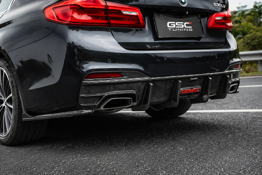 GSC BMW G30 G38 5 Series Carbon Fiber Rear Diffuser with Corner Extensions