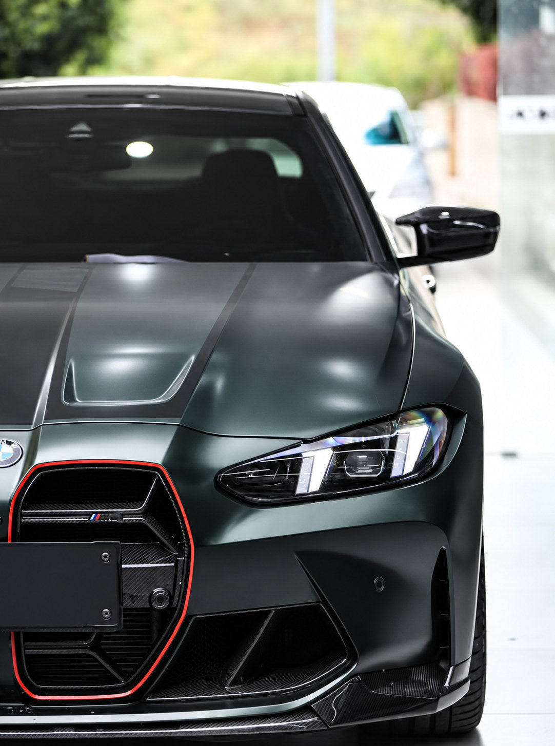 GSC Carbon Fibre Front Kidney Grille with Red Accent Trim for BMW M3 G80 – Non-ACC