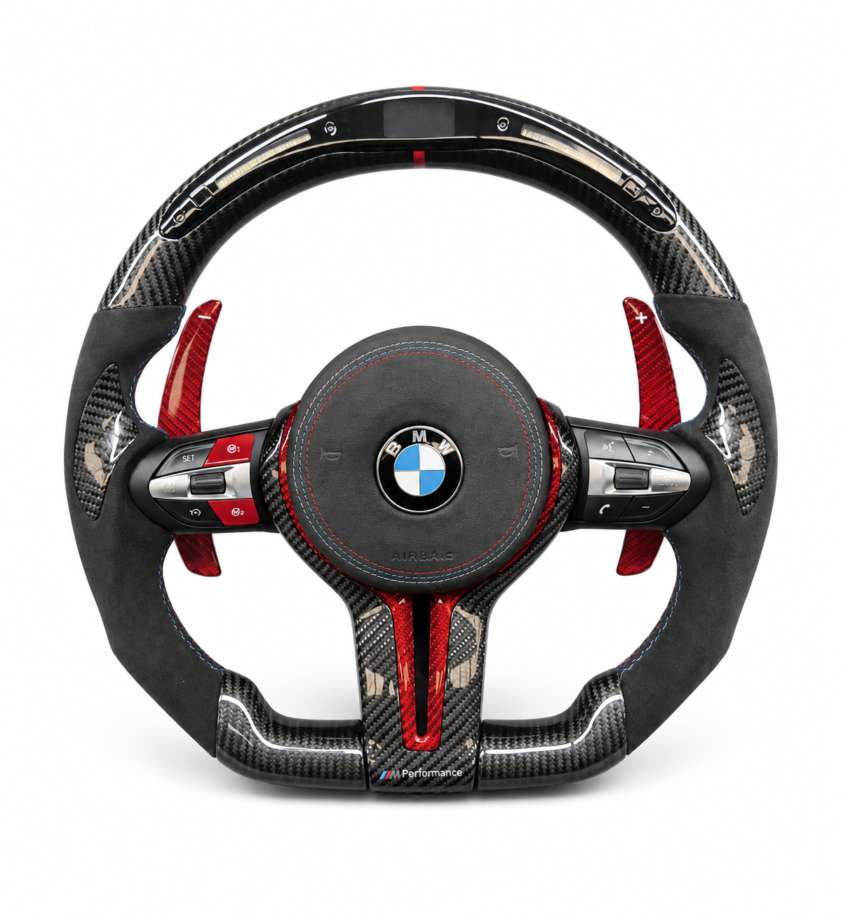 BMW M3 M4 M5 M6 F10 F30 Alcantara Carbon Fiber LED Racing Steering Wheel Upgrade