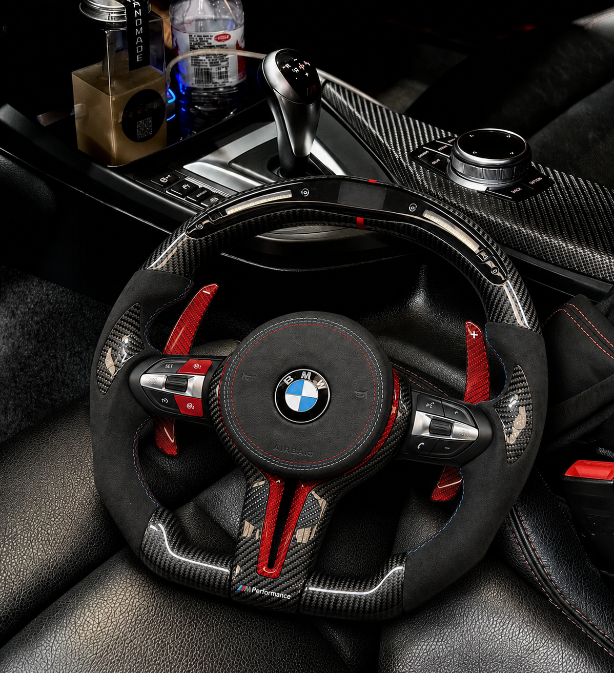 BMW M3 M4 M5 M6 F10 F30 Alcantara Carbon Fiber LED Racing Steering Wheel Upgrade