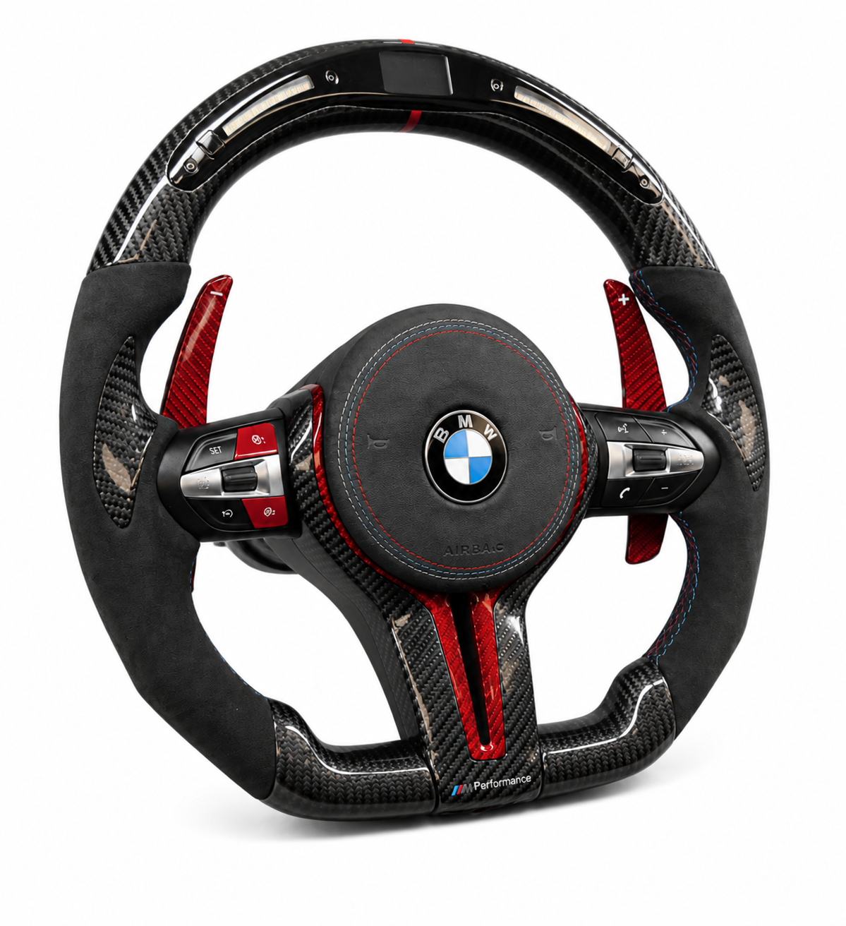 BMW M3 M4 M5 M6 F10 F30 Alcantara Carbon Fiber LED Racing Steering Wheel Upgrade