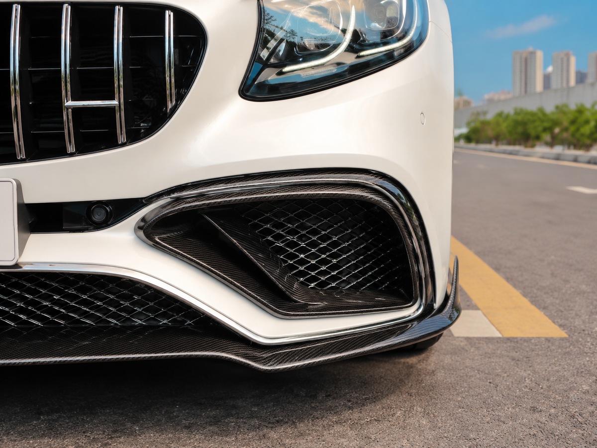 GSC Dry Carbon Fiber Brabus Style Front Fog Light Frame Trim for Mercedes-Benz W217 S-Class Coupe