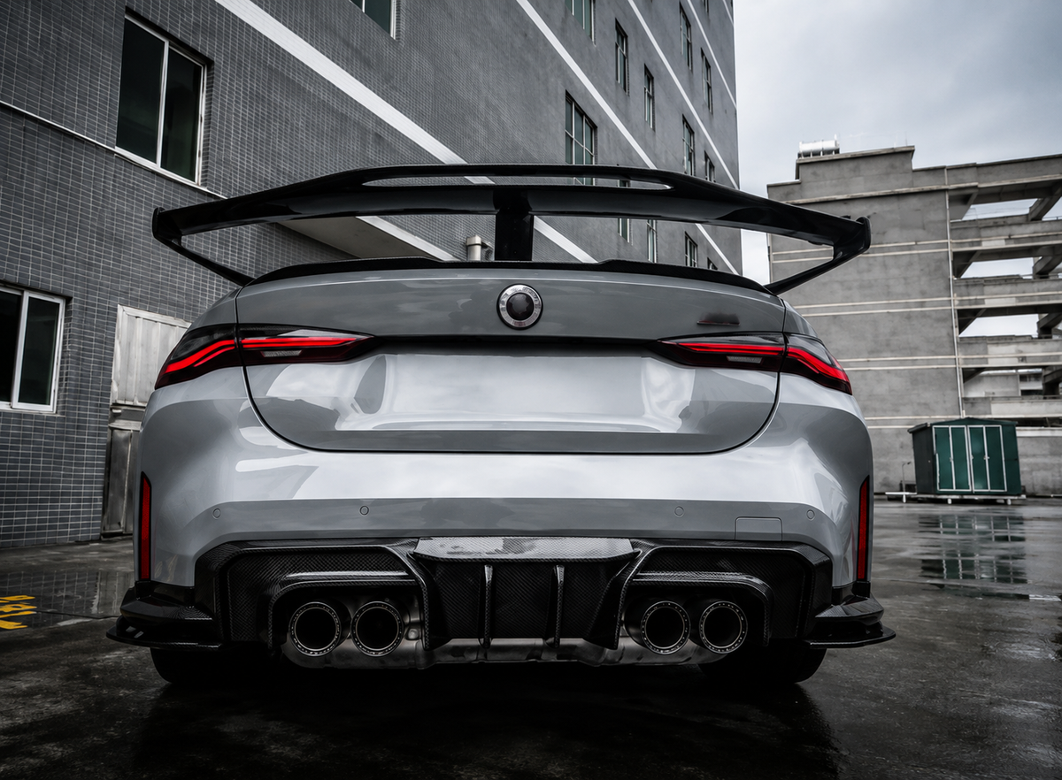 GSC A-Style Carbon Fiber Rear Diffuser With Rear Bumper Corner Extensions For BMW M4 G82 2021+